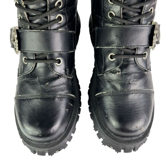 Tuk Anarchic Vintage Y2K Skull Chunky Platform Combat Boots Cybergoth Goth Sz 10 - Picture 7 of 12